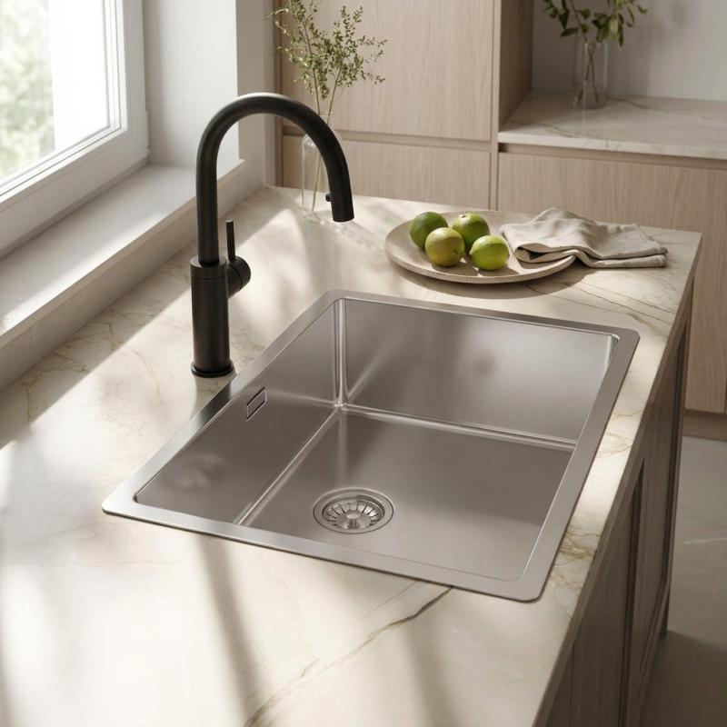 Pure.Sink Comfort Speciale 35cm korte RVS spoelbak 50x35 cm ruimte besparend PCM5035-02